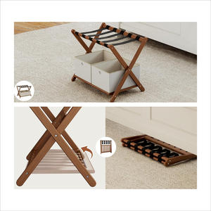 Étagère double en <span class=keywords><strong>bambou</strong></span> au-dessus pour ceinture en nylon en dessous pour la plateforme - Deux en un, rangement familial multifonctionnel, décorations - Product Image 3