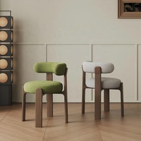 Chaise de salle à manger moderne minimaliste en bois massif JP avec dossier en noyer naturel et revêtement en velours, mobilier écologique pour la maison