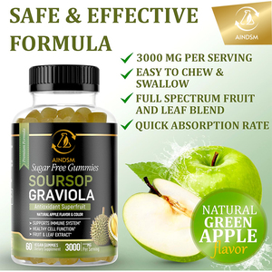 Gummies de corossol (graviola) très demandées pour le soutien immunitaire – Complément alimentaire à base d'extrait de feuille de corossol – Bonbons gélifiés de corossol (graviola) - Product Image 3