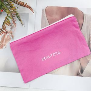 Wholesale 13*21cm Brown Custom Logo Cotton Zipper <b>Sewing</b> Tool <b>Bags</b> Fashion Style Clothing Patch Cotton Pouch <b>Bags</b> - Product Image 3