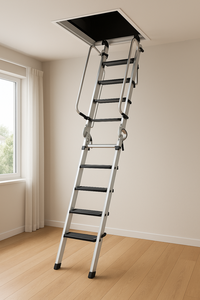 Scala pieghevole della soffitta telescopica della lega di alluminio di progettazione moderna spessita della spina di pesce per uso della famiglia & del magazzino - Product Image 6