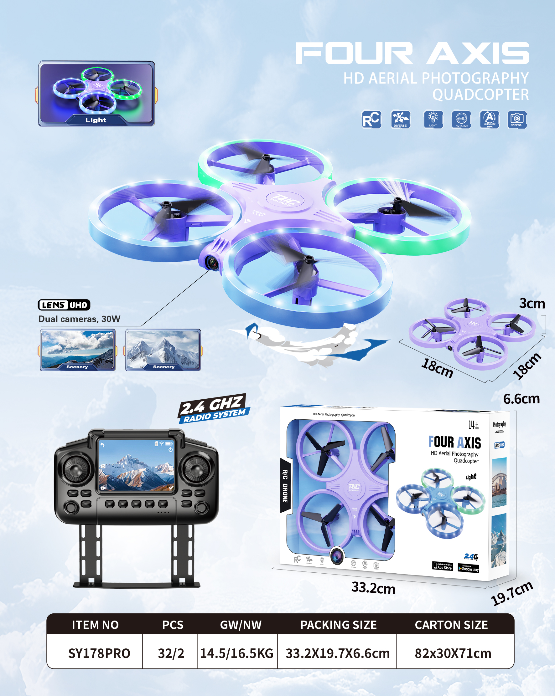 หน้าจอ LCD สีม่วง-SY178PRO-2.4 นิ้ว