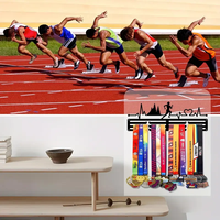 Support d'affichage de cintre de médaille de marathon de football noir support de stockage peu encombrant en fer Durable à trois couches