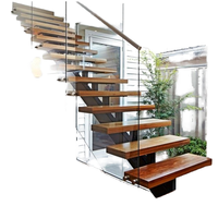 Escaleras Flotantes con Barandilla de Vidrio, Postes Fabricados e Instalados, Balaustrada, Pasamanos sin Marco, Estilo Arquitectónico Elegante