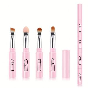 แปรงแต่งหน้าแบบพกพา 4 in 1 สำหรับอายแชโดว์ อายไลเนอร์ คิ้ว ลิปสติก และแป้งฝุ่น ชุดแปรงขนาดเล็กสำหรับเดินทาง - Product Image 2