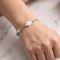 Bracelet artisanal pour femme en or plaqué 18 carats avec perles baroques et disques de pierres précieuses taillées à plat, idéal pour un anniversaire ou une date spéciale
