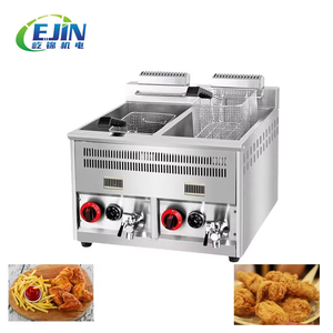 EJIN 14L ダブルタンクフライヤー フライドポテト チキン フライヤー機器 ガス スチール製 キー ステンレス パワー フード 業務用フライヤー - Product Image 1