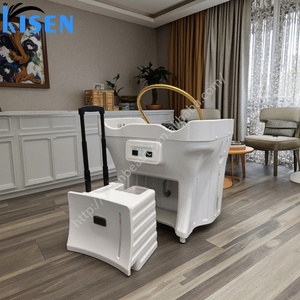 อ่างสระผมเคลื่อนที่รุ่นล่าสุดของ Kisen พร้อมล้อเลื่อนและที่จับ  สำหรับทำสปาหัวแบบญี่ปุ่น  พร้อมมาตรวัดระดับน้ำ - Product Image 1