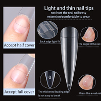 Nail Kingdom 288 pièces 24 sachets/ensemble Capsules d'ongles couleur unie transparentes forme cercueil/carrée/amande, capsules d'ongles à couverture complète, faux ongles en gros