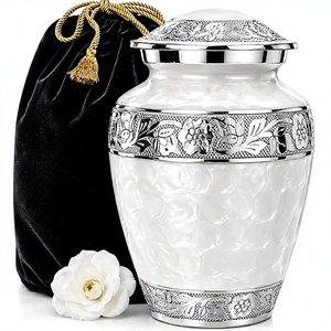 White Cremation <b>Urn</b> with Tree Design for Adult Ashes Memorial Funeral <b>Urn</b> <b>Large</b> Size Cremation Memorial <b>Urn</b> With Metal Lid - Product Image 4