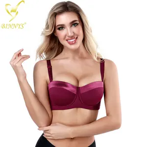 BINNYS Guangzhou wholesale high quality nylon half cup 36D thin cup plus size big bras for fat women