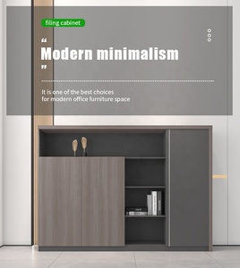 كابينة خشبية/فولاذية للمكاتب المرتفعة خزانة كتب كبيرة مع أرفف مفتوحة ورف داخلي - Product Image 5