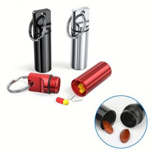 Boîte cylindrique en aluminium avec logo personnalisé, étanche, mini, portable, pour médicaments, pilulier, porte-clés - Product Image 3
