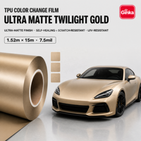 Film de protection de peinture (PPF) en TPU ultra mat couleur or crépusculaire 1,52*15m 7,5 mil – Film vinyle décoratif mat pour voiture, couleur or crépusculaire chaud intemporel