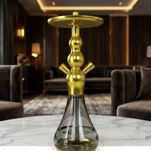 Chicha personnalisée B2B à livraison rapide, style Calabash, double port, en aluminium anodisé, avec filtre à fumée et vase <span class=keywords><strong>Pyrex</strong></span> - Product Image 2