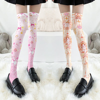 Chaussettes hautes au-dessus du genou en nylon, respirantes, à motifs floraux numériques, douces, style Lolita, surdimensionnées, avec design 3D personnalisé, faible MOQ, haute qualité