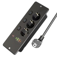 Regleta de Enchufes Empotrada Oculta para Escritorio con Control Maestro de un Toque, USB A+C y Carga Rápida PD para Oficina, Hotel y Mesa de Conferencias
