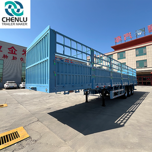 Valla de pared alta de 4 ejes, <span class=keywords><strong>jaula</strong></span> de transporte de ganado de animales laterales, remolque de camión de carga - Product Image 1