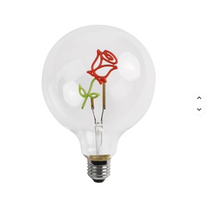 Luz LED Vintage G80 con Letras, 220V <span class=keywords><strong>E27</strong></span>, Transparente Ámbar, Gráfico de Rosa <span class=keywords><strong>G125</strong></span>, 2700K CCT, DC/AC, Uso Residencial, Cuerpo de Vidrio - Product Image 1
