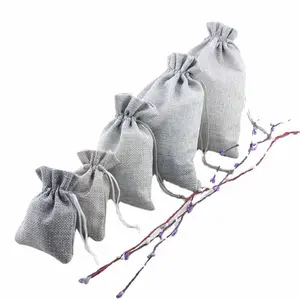 Wholesale Blank Eco Friendly Burlap Jute Packaging Natural Drawstring Bags Gift Linen Pouch Shopping Bag