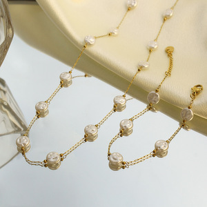 Stainless Steel Pearl Bead Necklace And <b>Bracelet</b> <b>Set</b> Multi Layered Elegant Party Jewelry Fashion Accessory - Product Image 2