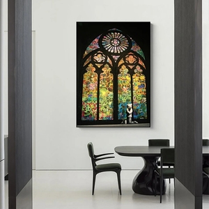 Arte poster e stampe <span class=keywords><strong>Banksy</strong></span> vetrate a vento pittura su tela sul muro - Product Image 4