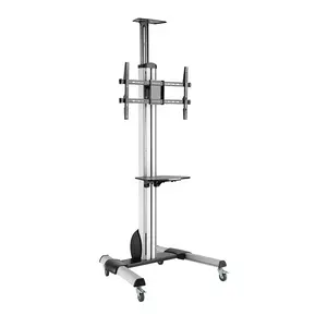 Counterbalance Aluminum TV Stand Interactive Displays Flat Panel Mobile TV Cart With Wheels