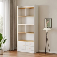 Kleiner Mansfield G567 Moderner Holz-Wohnzimmerschrank Boden-Decke-Wandmontierter Aufbewahrungsschrank mit Türen und Verstellbaren Regalböden