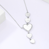 Collier en argent massif 925 sans nickel ni plomb, en forme de Y, avec pendentif cœur en opale synthétique et plusieurs cœurs en zircon cubique, avec chaîne en câble