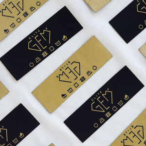 Etiquetas Tejidas Personalizadas de Lujo para Ropa, Negras con Logotipo Dorado, Hechas de Algodón para Decoración de Cuello de Camisetas y Prendas Textiles - Product Image 2