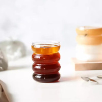 Tasse à thé en verre de sublimation vierge de luxe à haute teneur en borosilicate à paillettes colorées de 12 oz tasses à café en verre de 12 oz résistant à la chaleur