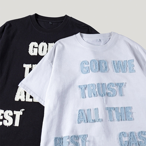 เสื้อยืดสำหรับผู้ชายผ้าคอตตอน100% ๆปักลายผ้าปะติดไหล่โอเวอร์ไซส์สำหรับ TKAN204 - Product Image 1