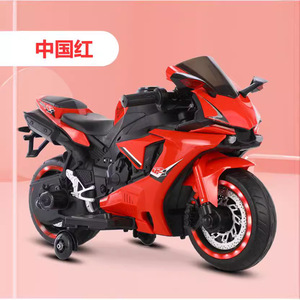 มอเตอร์ไซค์ไฟฟ้าสีแดงสำหรับเด็ก แบตเตอรี่แบบชาร์จได้ ของเล่นขี่ได้สำหรับเด็กอายุ 1-6 ปี พร้อมไฟและอุปกรณ์ฝึกขับขี่ - Product Image 2