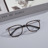 Montura Óptica Cuadrada de Lujo para Negocios, Gafas Retro Bicolor para Hombre y Mujer, Patillas de Titanio, Montura con Protección Anti Luz Azul para Lentes Graduadas