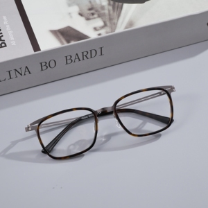 Montura Óptica Cuadrada de Lujo para Negocios, Gafas Retro Bicolor para Hombre y Mujer, Patillas de Titanio, Montura con Protección Anti Luz Azul para Lentes Graduadas - Product Image 4
