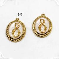 Pendentifs en émail vintage français FSSCM-6, pendentifs en forme de cœur, de rond et de nœud pour colliers, accessoires de fabrication DIY en acier inoxydable doré