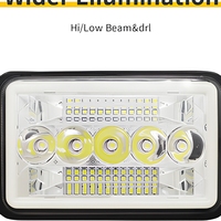 HYNBYZJ 4x6 pouces 45W Barre de travail LED tout-terrain Cube Wrangler Phare carré Angel Eye Feux de route et de croisement Lumière modifiée pour tout-terrain