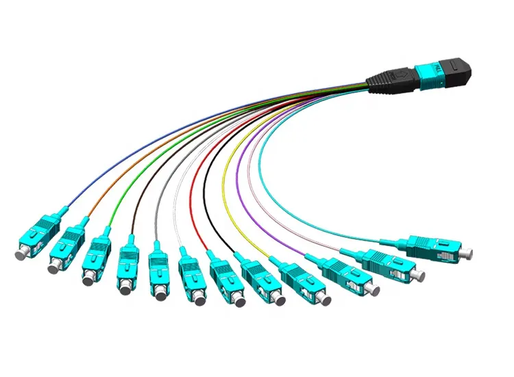 Yüksek performanslı MPO Fiber Multimode Multimode 8 12 24 çekirdek MPO-LC yama kablosu erkek/kadın MPO jonksiyon kablosu 