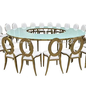 Tables rondes en acier inoxydable pour la réception des clients de l'hôtel, meubles de mariage, décoration, vente chaude - Product Image 1