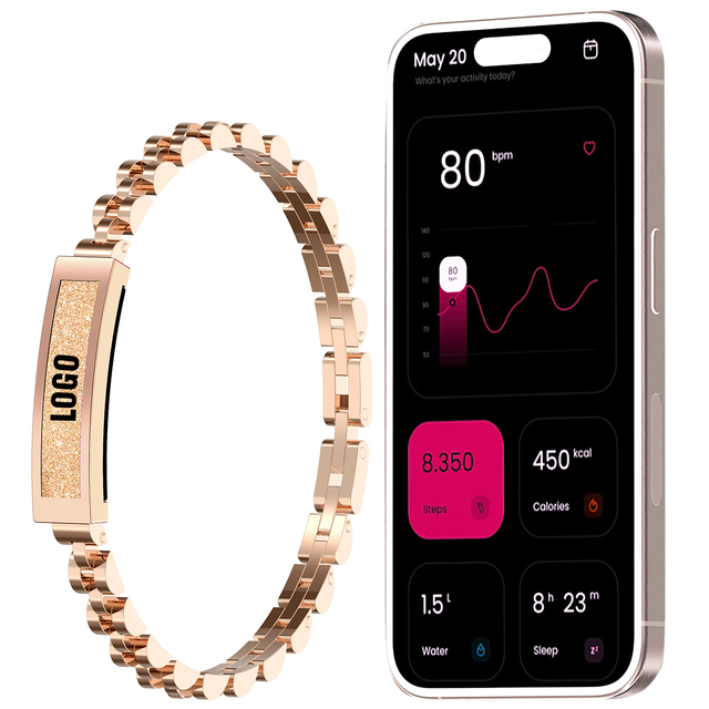 Custom OEM Screenless Smart Bracelets Blood Oxygen Health Tracking 30 Days Battery Life Fitness Tracker Factory Supplier