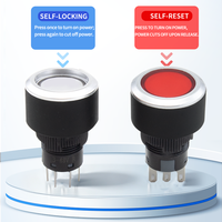 HUSA 22mm LA22Y Saklar Tombol Tekan 1NO1NC Self-Locking Momentary Full Illuminated LED IP65 Plastik Kontrol Industri Rumah Tangga