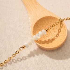 <span class=keywords><strong>Tobillera</strong></span> de cuentas de concha natural, joyería de pie de acero inoxidable chapado en oro de 18 quilates, tobilleras delicadas para mujer, sin deslustre - Product Image 3