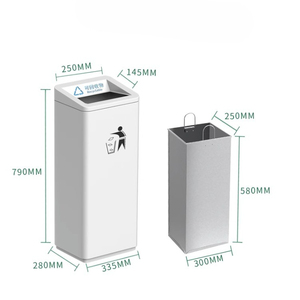 Cubo de basura de Metal para reciclaje de clasificación interior Estructura de pie de hierro de acero inoxidable sin tapa Cubo de decoración de pasillo de oficina - Product Image 5
