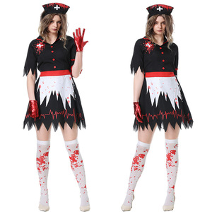 Vampire Nurse Costume Halloween Horror Cosplay Dress With Hat Gloves Socks Size S For Women - Product Image 1