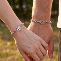 Ensemble de bracelets personnalisés en acier inoxydable motif toile d'araignée, style punk gothique, chaîne à maillons assortie, vente en gros