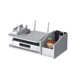 Étagères flottantes à 2 niveaux pour routeur Wifi Couche <span class=keywords><strong>suspendue</strong></span> Ensemble de prises multiples Support de boîte Support de câble Support mural Organisateur de rangement - Product Image 1