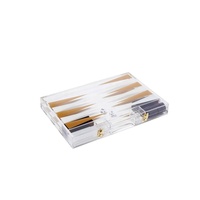 Boîte de backgammon moderne contemporaine pré-assemblée en acrylique écologique