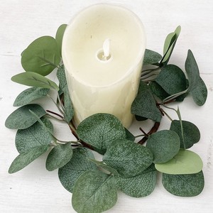 25cm foglie di eucalipto artificiale anelli di candela ghirlande pilastro portacandele decorazione del Desktop della festa nuziale (verde) - Product Image 4