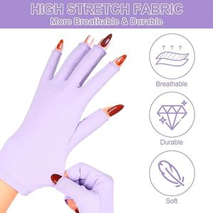 Gants de protection UV UPF50+ pour <span class=keywords><strong>les</strong></span> <span class=keywords><strong>ongles</strong></span>, sans doigts, anti-soleil, noirs, demi-doigts, respirants, réutilisables, en polyester, pour lampe à <span class=keywords><strong>ongles</strong></span>, manucure - Product Image 3