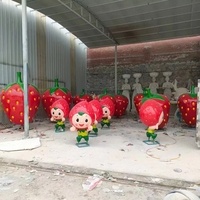 Outdoor Fruit Grote Glasvezel Aardbei Standbeeld Voor Tuindecoratie